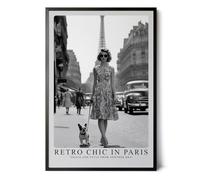 Paul Sinus Tableau mural de 40 x 60 cm ou autres tailles, élégant, rétro chic à Paris, sur toile et cadre en bois