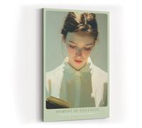 Paul Sinus Tableau mural de 60 x 90 cm - Moment de silence - Portrait délicat d'une jeune femme profondément enfoncé dans un livre, images modernes inondées de lumière avec des nuances de couleurs