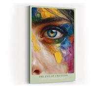 Paul Sinus Tableau mural de 60 x 90 cm The Eye of Creation - Portrait artistique avec structure de peinture aux couleurs intenses pour une décoration créative de la pièce