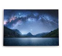 Paul Sinus Tableau mural décoratif 60 x 40 cm Voie lactée Astrophotographie lac montagnes ciel étoilé