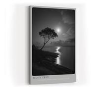 Paul Sinus Tableau mural en noir et blanc de 120 x 80 cm avec arbre sur la rive au clair de lune
