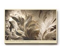 Paul Sinus Tableau mural Feathers in Quiet Light - Structure élégante de plumes dans des tons naturels chauds - Poster pour salon et chambre à coucher