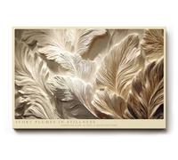 Paul Sinus Tableau mural Ivoire Plumes en silence, structure abstraite à plumes, beige, style art naturel, moderne, pour salon, chambre à coucher et bureau