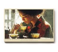 Paul Sinus Tableau mural Kyoto Morning in Stillness - Portrait de cérémonie du thé avec bols à thé - Poster d'art pour salon et cuisine