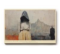 Paul Sinus Tableau mural Lonely Walk Through Memory - Scène de ville moderne avec figurine - Poster d'art mélancolique pour salon, chambre à coucher