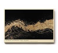 Paul Sinus Tableau mural moderne de luxe - Motif Surge Across the Dark - Abstrait - Vagues dorées - Noir