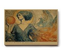 Paul Sinus Tableau mural oracle femme Art Nouveau Figurine mystique avec boule lumineuse