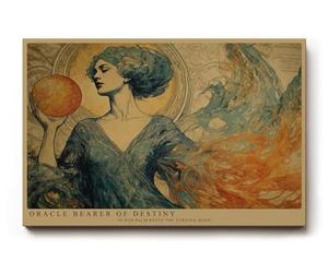 Paul Sinus Tableau mural oracle femme Art Nouveau Figurine mystique avec boule lumineuse