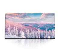 Paul Sinus Tableau mural « Rêve d'hiver dans les montagnes » 120 x 60 cm sur toile - Paysage d'hiver, arbres enneigés, panorama de montagne, nature, œuvre d'art