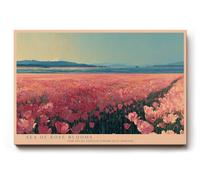 Paul Sinus Tableau mural Sea of Rose Blooms - Champ de fleurs roses - Paysage naturel moderne - Poster d'art pour salon, chambre à coucher, bureau