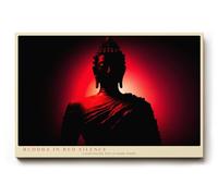 Paul Sinus Tableau mural - Silhouette de Bouddha - Lumière rouge - Art zen spirituel - Méditation moderne - Décoration murale élégante pour salon, chambre à coucher, salle de yoga