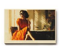 Paul Sinus Tableau mural Sunlight on Her Shoulder - Femme élégante au soleil - Style vintage - Café - Pour salon, chambre à coucher et bureau