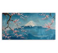 Paul Sinus Tableau mural sur toile 120 x 60 cm Bergidylle japonaise avec fleurs de cerisier Superbe art naturel pour des espaces de vie élégants