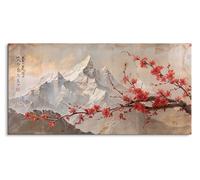 Paul Sinus Tableau mural sur toile - Paysage de montagne traditionnel avec fleurs de cerisier - Art naturel intemporel pour une décoration murale élégante - 120 x 60 cm