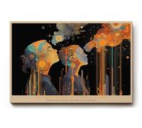 Paul Sinus Tableau mural The Dreamers of Cosmic Light - Composition abstraite colorée avec deux personnages et sphères lumineuses