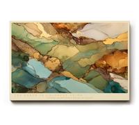 Paul Sinus Tableau mural The Earth in Colorful Veins, motif nature abstrait dans des tons terreux vert et marron avec des accents dorés