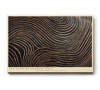 Paul Sinus Tableau mural The Flow of Golden Lines - Motif abstrait - Noir et doré - Avec mouvement fluide - 120 x 80 cm