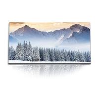 Paul Sinus Tableau « Paysage montagneux hivernal avec forêt de sapins » 120 x 60 cm sur toile - Image de la nature, magie de l'hiver, paysage enneigé, Alpes