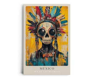 Paul Sinus Tableau sur toile 80 x 120 cm - Motif : Día de los Muertos, tête de mort, art, tradition, couleurs, culture, mystique, aztèque, festival, Mexique, vie