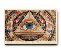 Paul Sinus Tableau sur toile The Eye of Eternal Knowledge 120 x 80 cm Œil mystique avec symboles cosmiques