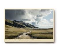 Paul Sinus Tableau The Path Through the Valley - Chef-d'œuvre paysager avec un ciel spectaculaire sur une large vallée traversée d'un ruisseau à la mer.