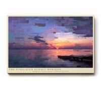 Paul Sinus Tableau The Pixelated Sunset Horizon - Interprétation abstraite d'un coucher de soleil dans des zones de couleurs géométriques, symbole de modernité et d'émotion