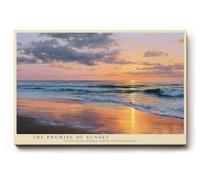 Paul Sinus Tableau The Promise of Sunset - Peinture murale représentant un coucher de soleil pittoresque sur la mer, symbole de paix, de désir et de beauté du moment