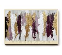 Paul Sinus Tableau The Textures of Abstract Elegance - Motif moderne en acrylique doré, blanc et bordeaux avec surface texturée et effet de profondeur