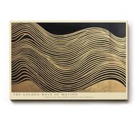 Paul Sinus The Golden Wave of Motion Tableau mural avec lignes abstraites et vagues dorées sur fond sombre