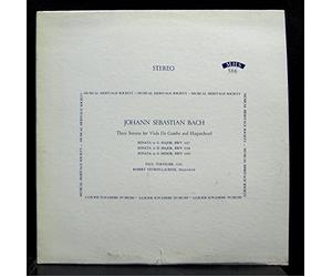 PAUL TORTELIER - ROBERT VEYRON-LACROIX J.S. BACH THREE SONATAS FOR VIOLA DA GAMBA & HARPSICHORD vinyl record