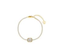 PAUL VALENTINE Bracelet pour femme en acier inoxydable - Avec pierre de zircone - Pendentif émeraude, Or jaune, Zircon cubique