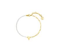 PAUL VALENTINE - Bracelet pour femme en acier inoxydable - Plaqué or / doré - Avec pierre de zircone - Pendentif logo PV - PV-B0027
