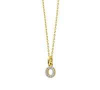 PAUL VALENTINE Collier pour femme en laiton avec pendentif en forme de lettre de l'alphabet - 42 cm avec rallonge de 5 cm - Design épuré avec une touche personnelle pour un look élégant, O, Laiton