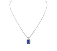 PAUL VALENTINE Pavé Emerald Collier pour femme, 50-55 cm, en acier inoxydable, pierre de zircone blanche, 24 cristaux, fermoir mousqueton, bijou élégant pour femme, Normale, Argent sterling, Zircon