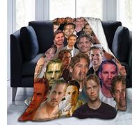 Paul Walker Couverture multi-usage super douce, moelleuse, chaude, confortable, en peluche, épaisse, pour berceau, canapé, chaise, salon, cadeau, voyage, décoration de plage, noir 150 cm x 125 cm
