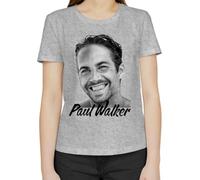 Paul Walker T-Shirt Femme Classique Col Rond Manches Courtes Medium