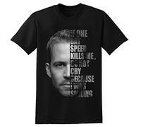Paul Walker Text Portrait Black T-Shirt Unisex Graphic Mens Printed Tee XL