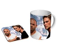 Paul Walker Vin Diesel Tasse à café classique en céramique + sous-verre Coffret cadeau