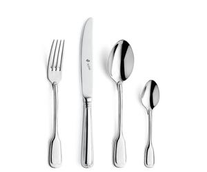 Paul Wirths AUGSBURGER FADEN 9800 Set de couverts pour 6 personnes, en acier inoxydable, poli et passe au lave-vaisselle, couverts avec range-couverts, couverts de table 24 pièces