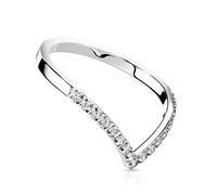 Paula & Fritz® Bague incurvée pour femme en acier chirurgical 316L Taille 49 (15,6) à 59 (18,8) Argent Or rose Or Bague pour homme, Acier chirurgical Zircon, Zircon cubique