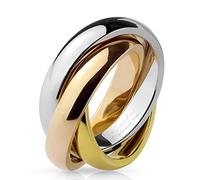 Paula & Fritz® Bague pour femme en argent, or, or rose en acier chirurgical 316L, tailles 49 (15,6) à 59 (18,8), 8 mm de large, pour homme et femme, bague de couple à trois anneaux, Acier chirurgical