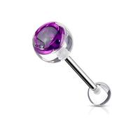 Paula & Fritz Piercing de langue en acier chirurgical 316L Acier inoxydable Boule avec rose