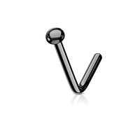 Paula & Fritz® Piercing de nez en forme de L avec boule plate - Piercing de nez pour ailes de nez - Bijou de nez - Piercing de nez - Acier inoxydable chirurgical 316L - Argent or rose doré noir, Acier