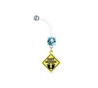 Paula & Fritz® Piercing de nombril de grossesse - Bouclier Baby On Board - Oxyde de zirconium - Barre flexible - Piercing pour nombril - Boy Girl, Acier inoxydable Bioflex Epoxy acier inoxydable,