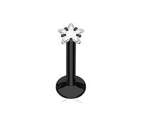 Paula & Fritz® Piercing labret étoile en zircone transparent en acier chirurgical 316 L épaisseur de la tige 1,2 mm Longueur de la tige 6 mm 8 mm Base Madonna Medusa Cheek Tragus, Acier inoxydable