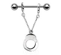 Paula & FRITZ Piercing téton en acier chirurgical / acier inoxydable 316L avec menottes suspendues