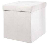 PAULA - Pouf-Coffre Pliable Capitonné Suédine Blanc - Altobuy Blanc G