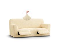 PAULATO - Housse de canapé 3 Places Relax en Microfibre, Tissu bi-élastique Anti-Rayures Lavable en Machine, Technologie WavyTech et Certification Oeko-TEX - Made in Italy - Vanille
