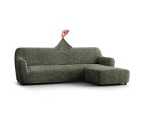 PAULATO - Housse de canapé avec méridienne à Droite en Microfibre Unie, Tissu Anti-Rayures Lavable en Machine, Technologie WavyTech et Certification Oeko-TEX - Made in Italy - Vittoria - Vert