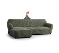 PAULATO - Housse de canapé avec méridienne à Gauche en Microfibre Unie, Tissu Anti-Rayures Lavable en Machine, Technologie WavyTech et Certification Oeko-TEX - Made in Italy - Vittoria - Vert